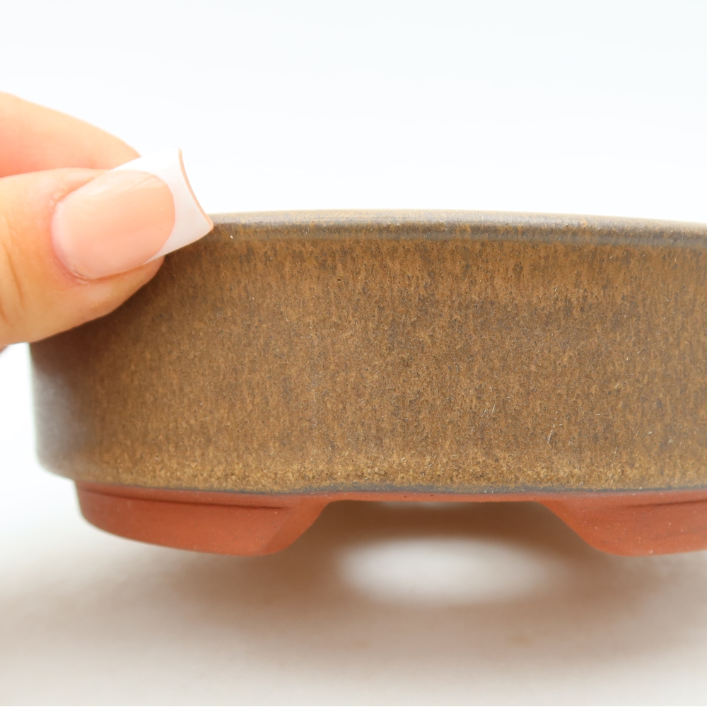 Pot à bonsaï en céramique 14,5 x 14,5 x 4,5 cm, couleur marron