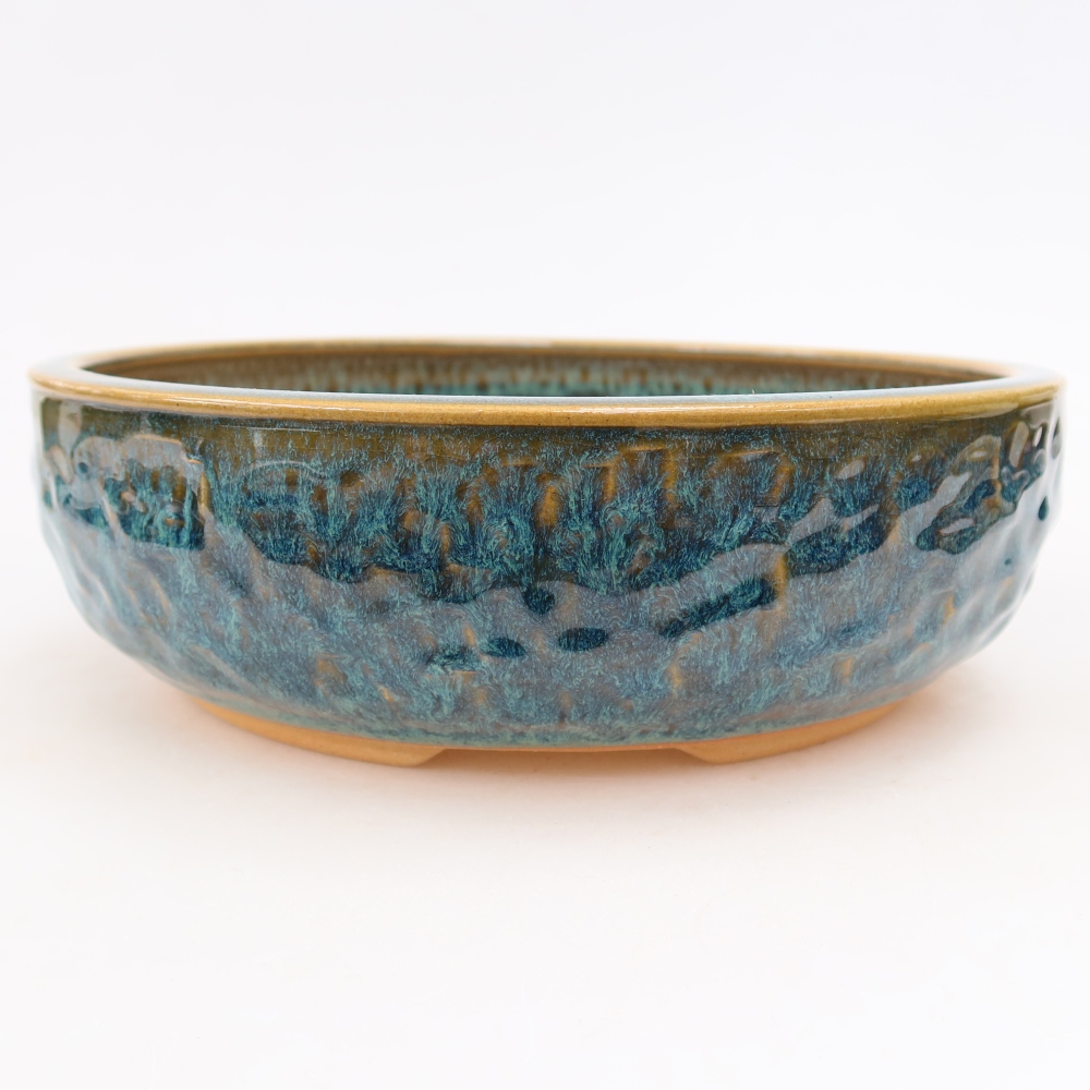 Pot à bonsaï en céramique 23 x 23 x 7 cm, couleur bleue