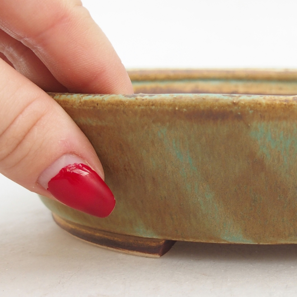 Bol à bonsaï en céramique 18,5 x 16,5 x 4,5 cm, vert