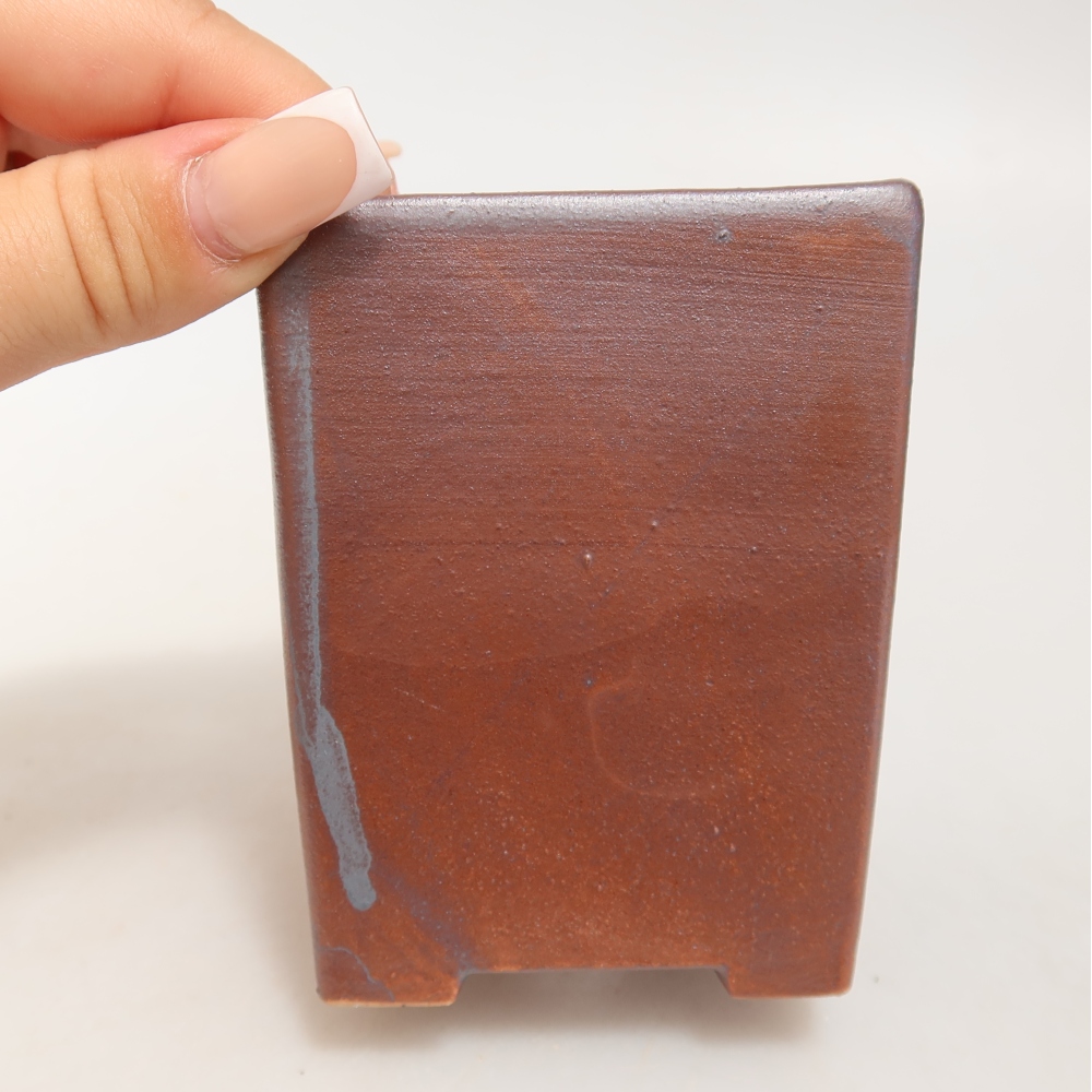 Pot à bonsaï en céramique 7,5 x 7,5 x 9,5 cm, couleur métallique