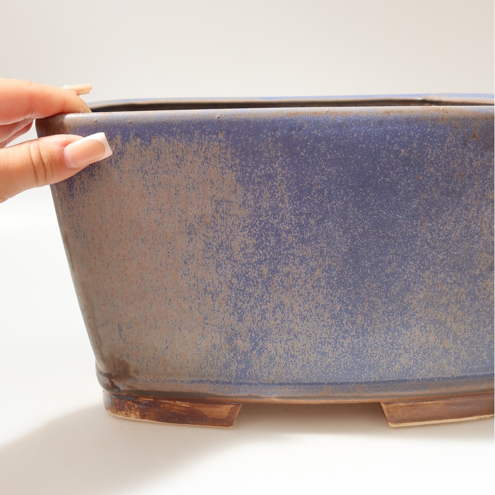 Pot à bonsaï en céramique 26,5 x 26,5 x 15,5 cm, couleur bleue
