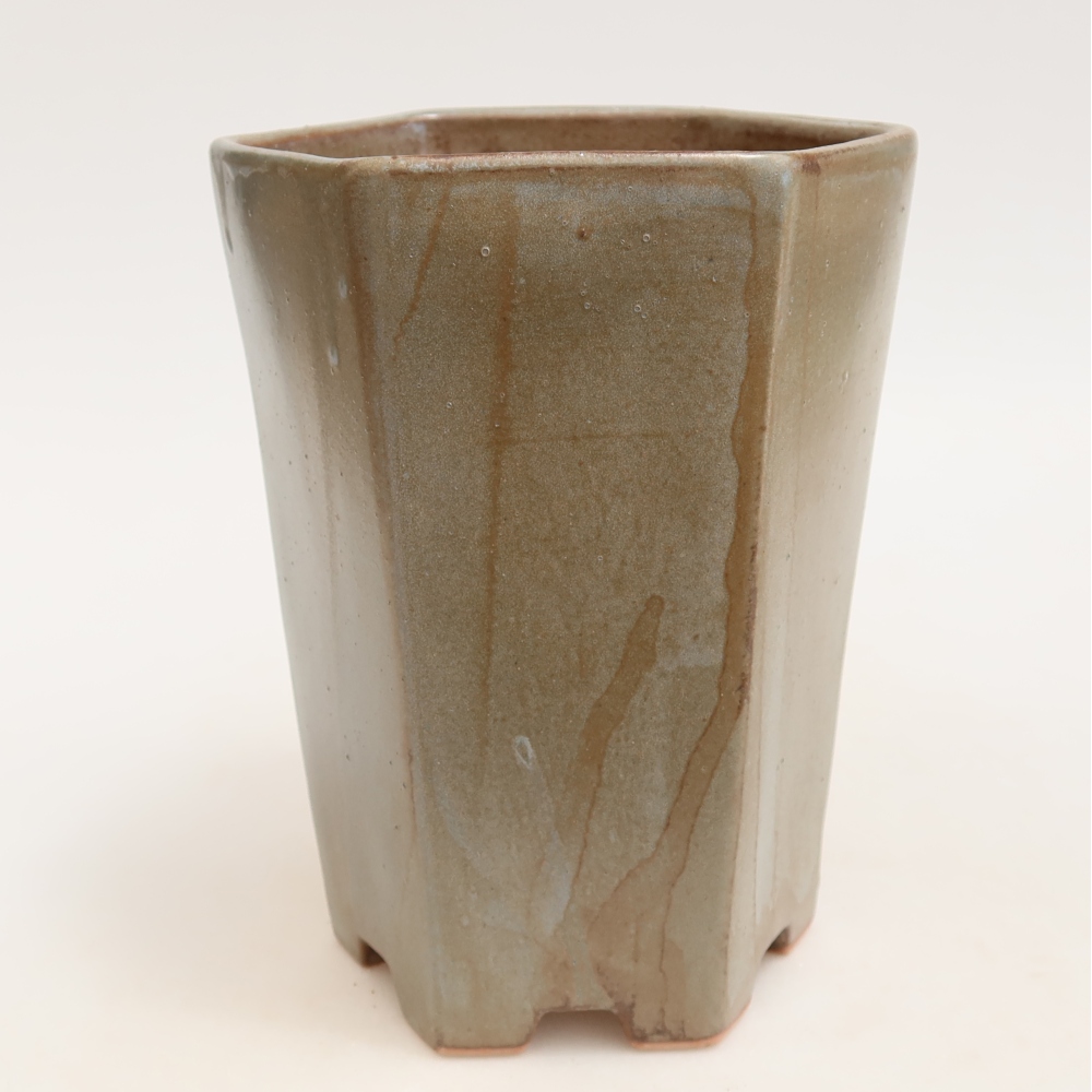 Pot à bonsaï en céramique 13 x 12 x 17 cm, couleur marron-bleu