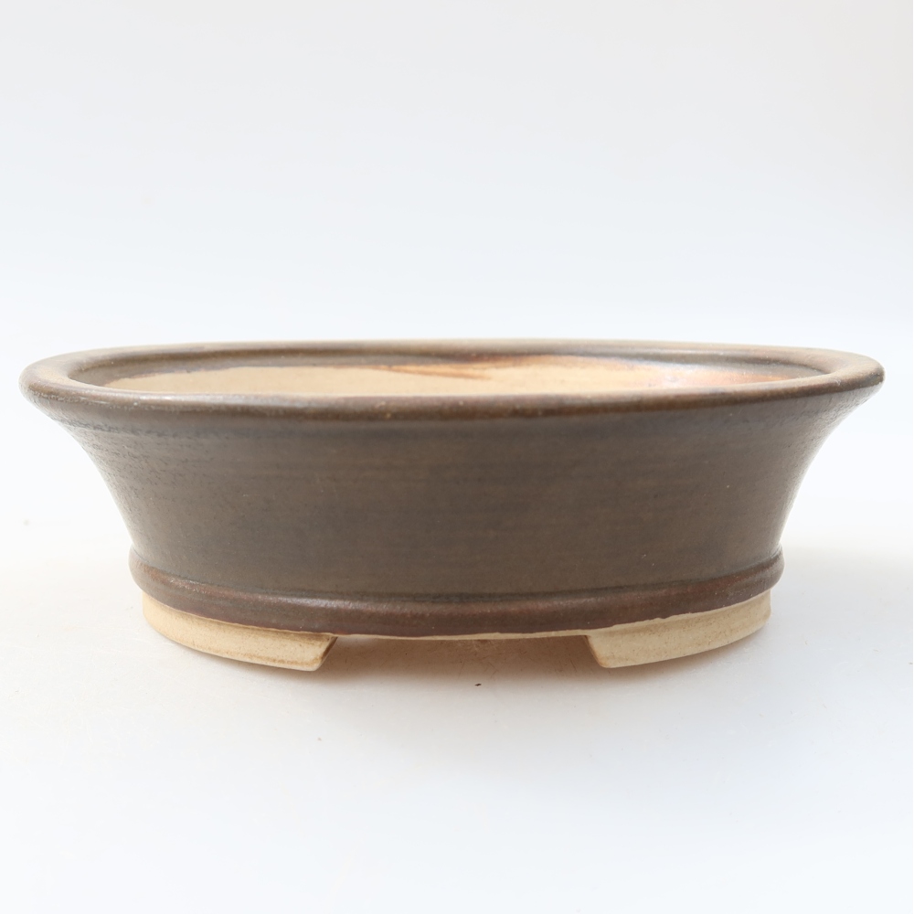 Pot à bonsaï en céramique 13 x 11,5 x 4 cm, couleur marron