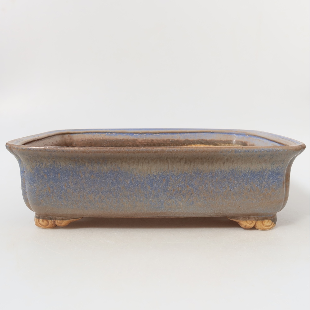 Pot à bonsaï en céramique 25,5 x 20 x 7 cm, couleur bleue