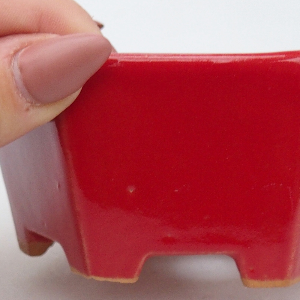 Bol à bonsaï en céramique 10,5 x 9,5 x 5 cm, couleur rouge