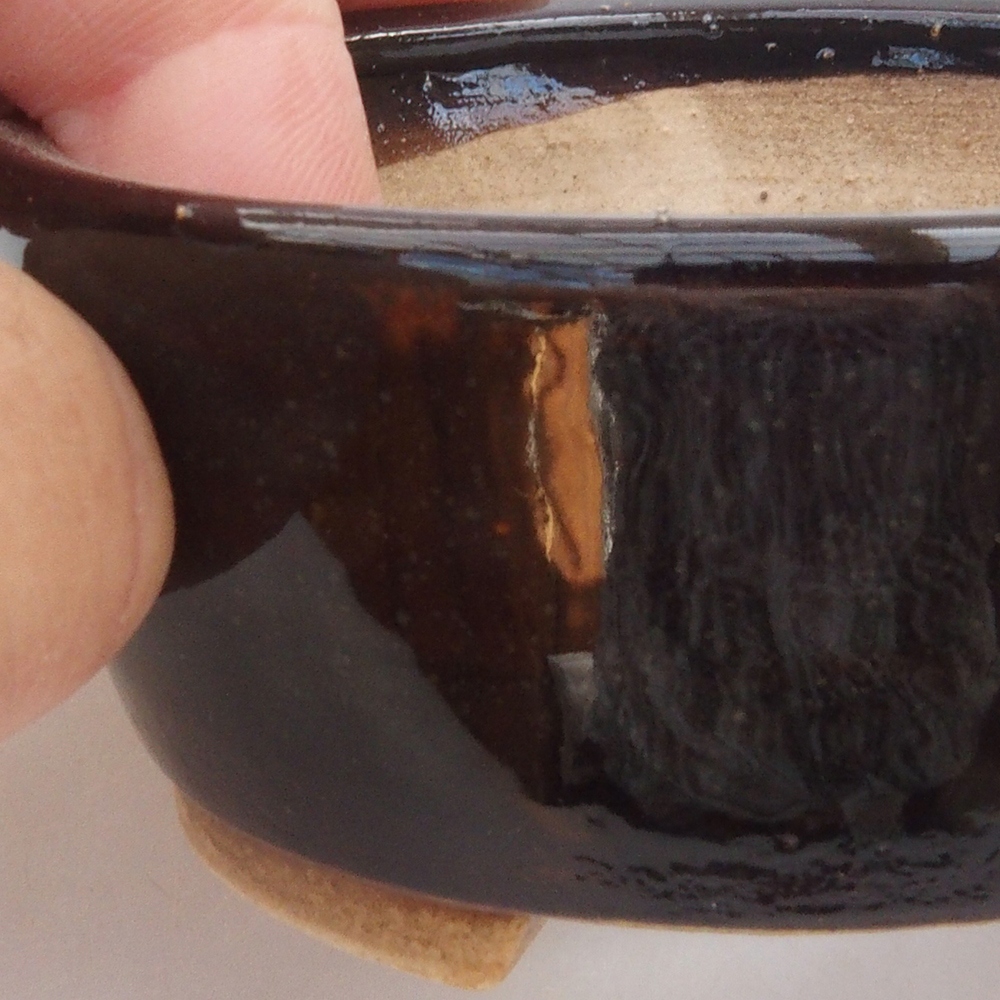 Bol à bonsaï en céramique 10 x 8,5 x 4 cm, brun