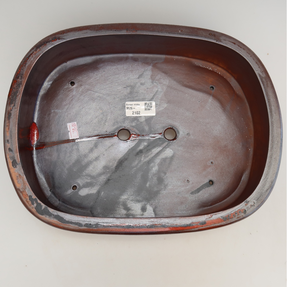 Pot à bonsaï en céramique 31,5 x 24 x 8 cm, couleur rouge métallisé