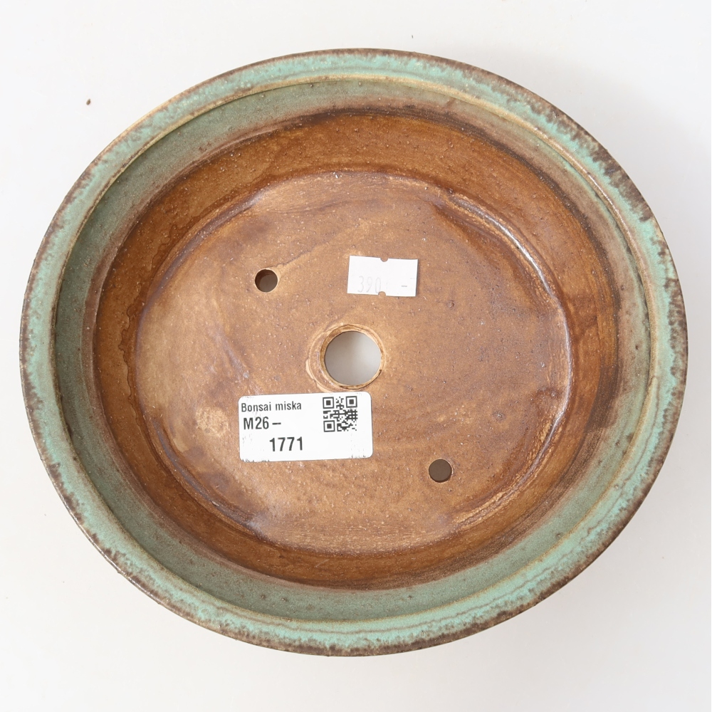 Pot à bonsaï en céramique 17,5 x 16,5 x 5 cm, couleur verte