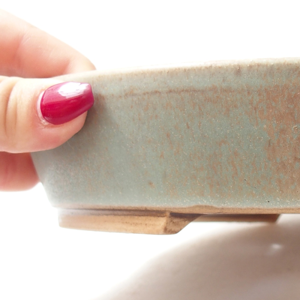 Bol à bonsaï en céramique 22,5 x 20 x 4 cm, vert