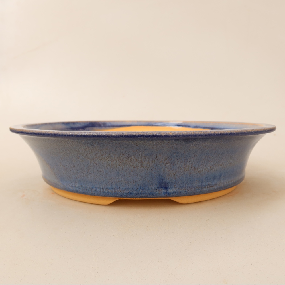 Pot à bonsaï en céramique 25 x 25 x 6 cm, couleur bleue