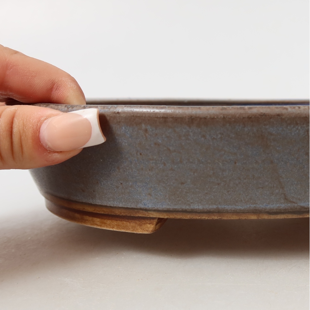 Pot à bonsaï en céramique 21 x 19 x 4,5 cm, couleur bleue