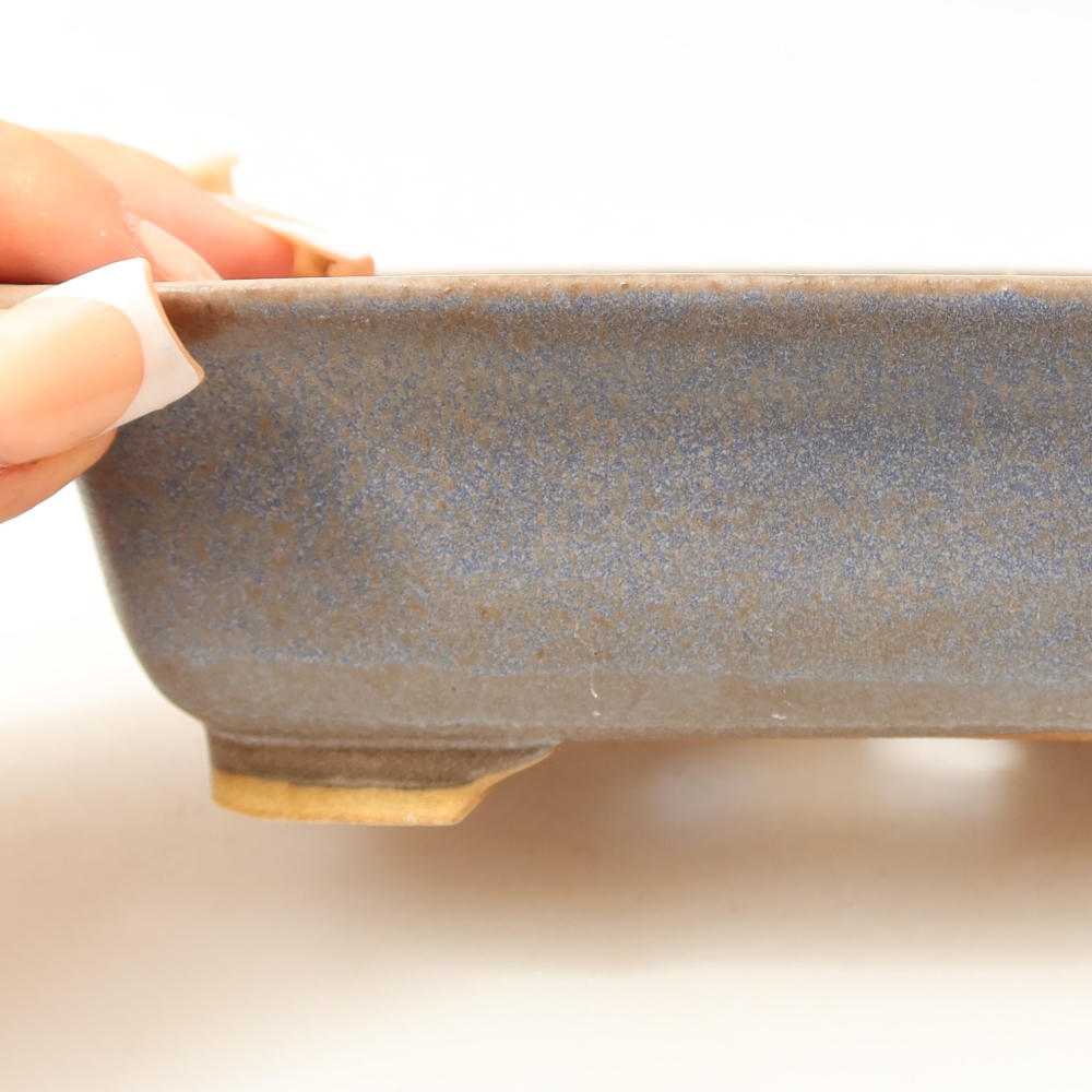 Pot à bonsaï en céramique 15 x 13 x 4,5 cm, couleur bleue