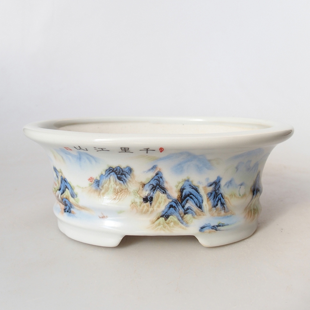 Bol à bonsaï en céramique 14,5 x 11 x 4,5 cm, couleur blanc