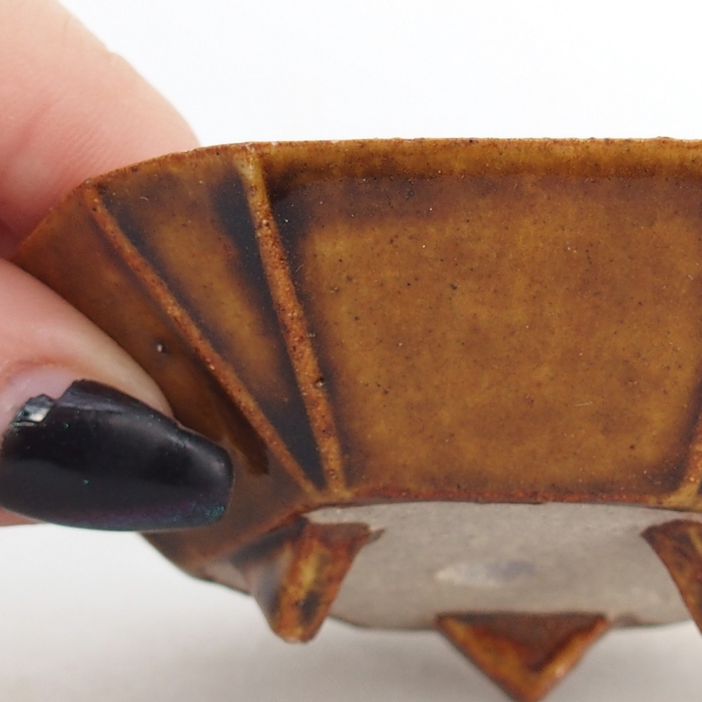 Bol à bonsaï en céramique 8,5 x 8 x 2,5 cm, brun