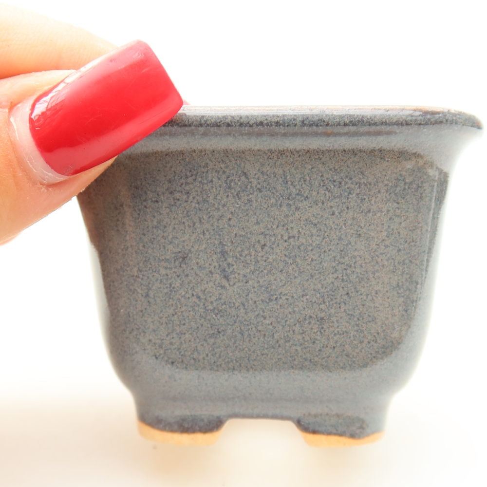 Pot à bonsaï en céramique 6,5 x 6,5 x 5 cm, couleur grise