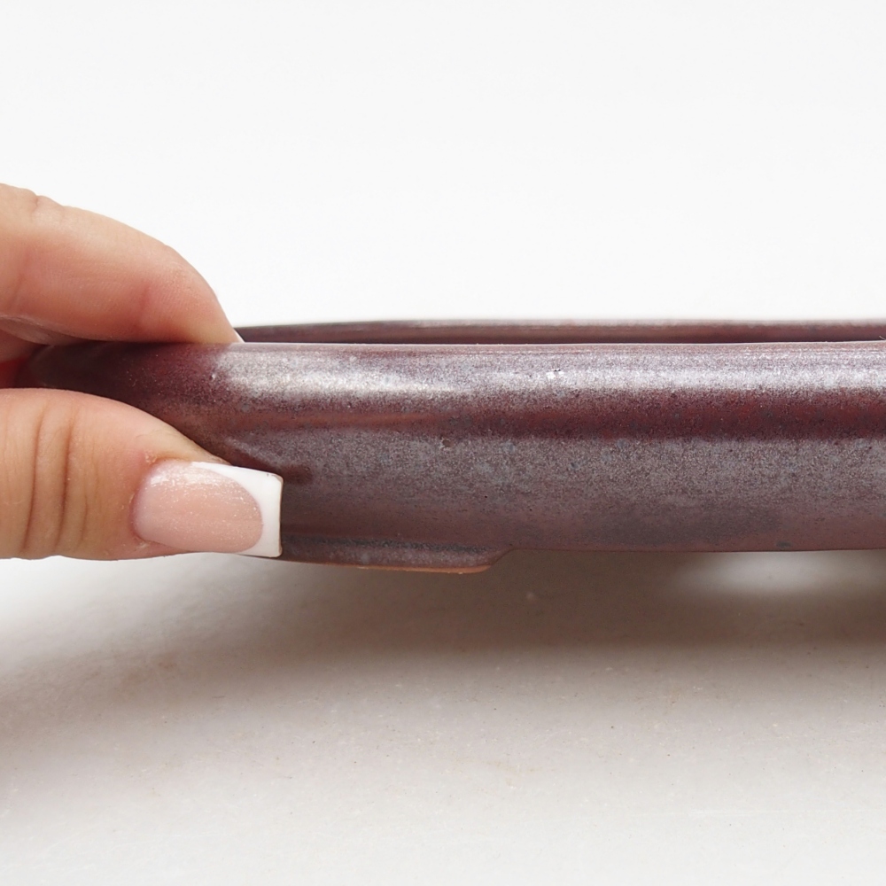 Bol à bonsaï en céramique 22,5 x 16,5 x 3 cm, bordeaux