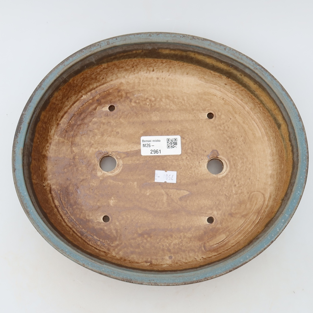 Pot à bonsaï en céramique 27 x 24 x 5,5 cm, couleur bleue