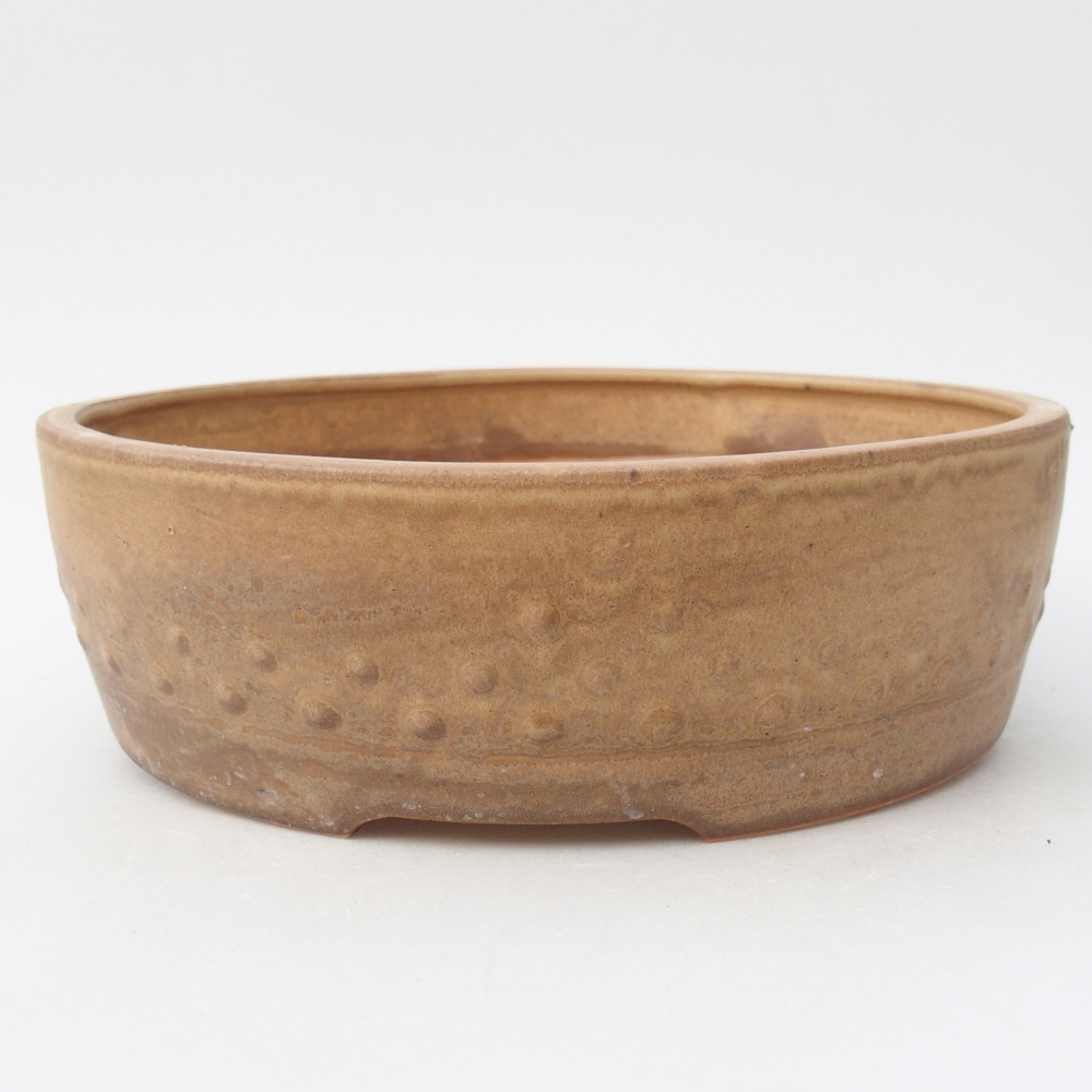 Bol à bonsaï en céramique 24,5 x 24,5 x 7 cm, couleur beige