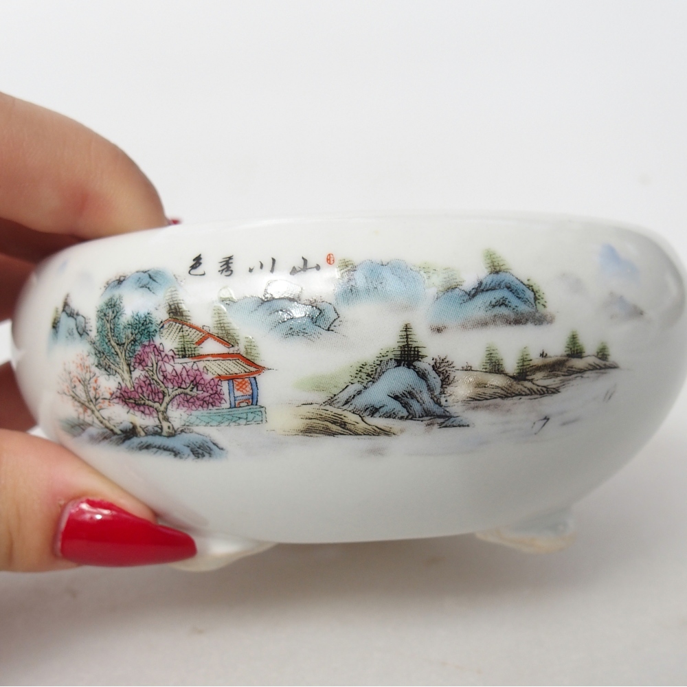 Bol à bonsaï en céramique 10 x 10 x 5 cm, couleur blanc