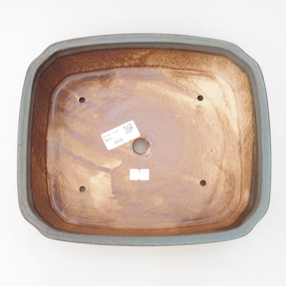 Bol à bonsaï en céramique 25 x 21,5 x 6,5 cm, couleur bleu