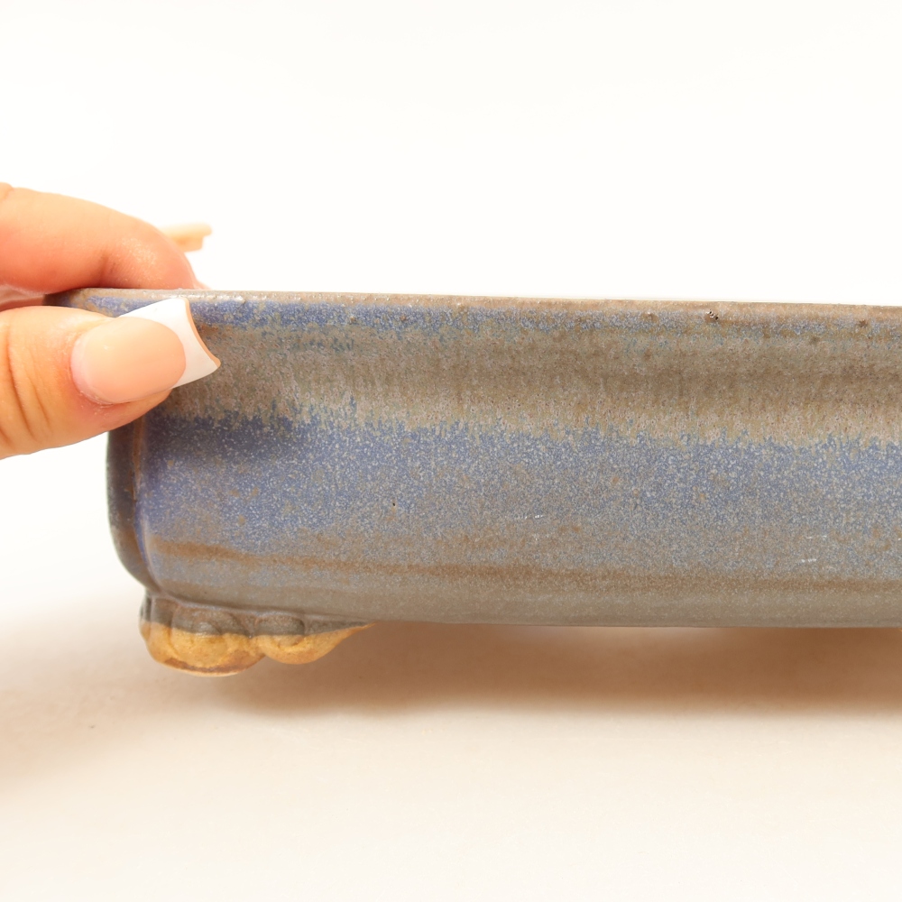 Pot à bonsaï en céramique 19,5 x 17 x 6 cm, couleur bleue