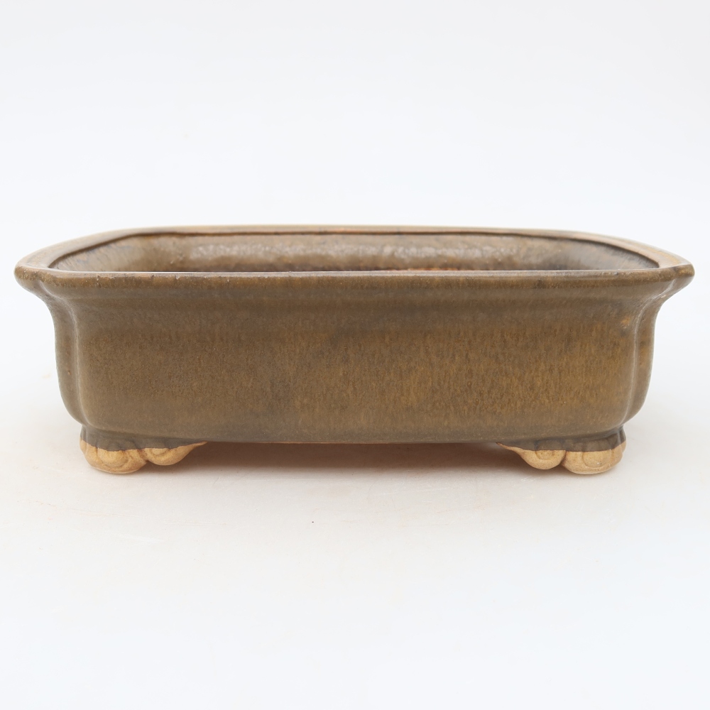 Pot à bonsaï en céramique 20 x 17,5 x 6 cm, couleur marron