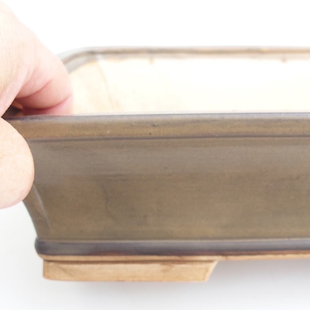 Bol à bonsaï en céramique 29,5 x 25 x 7,5 cm, brun