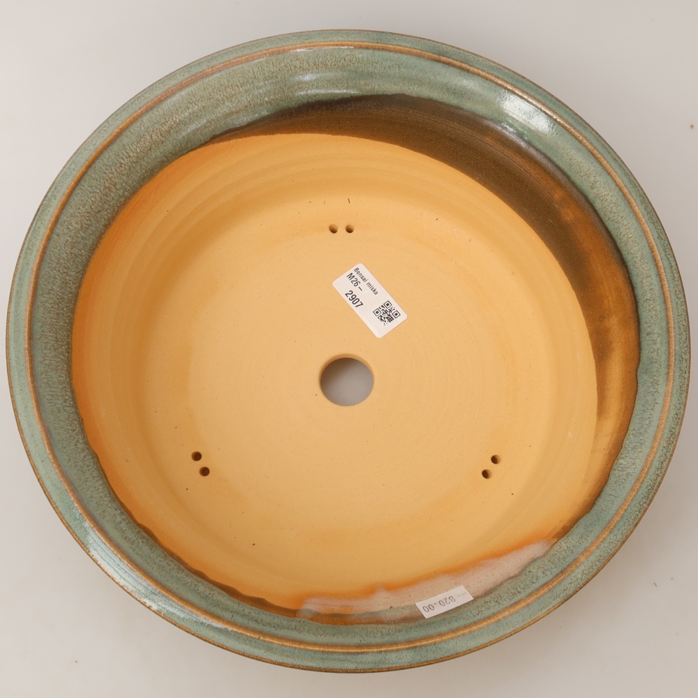 Pot à bonsaï en céramique 30 x 30 x 9,5 cm, couleur verte