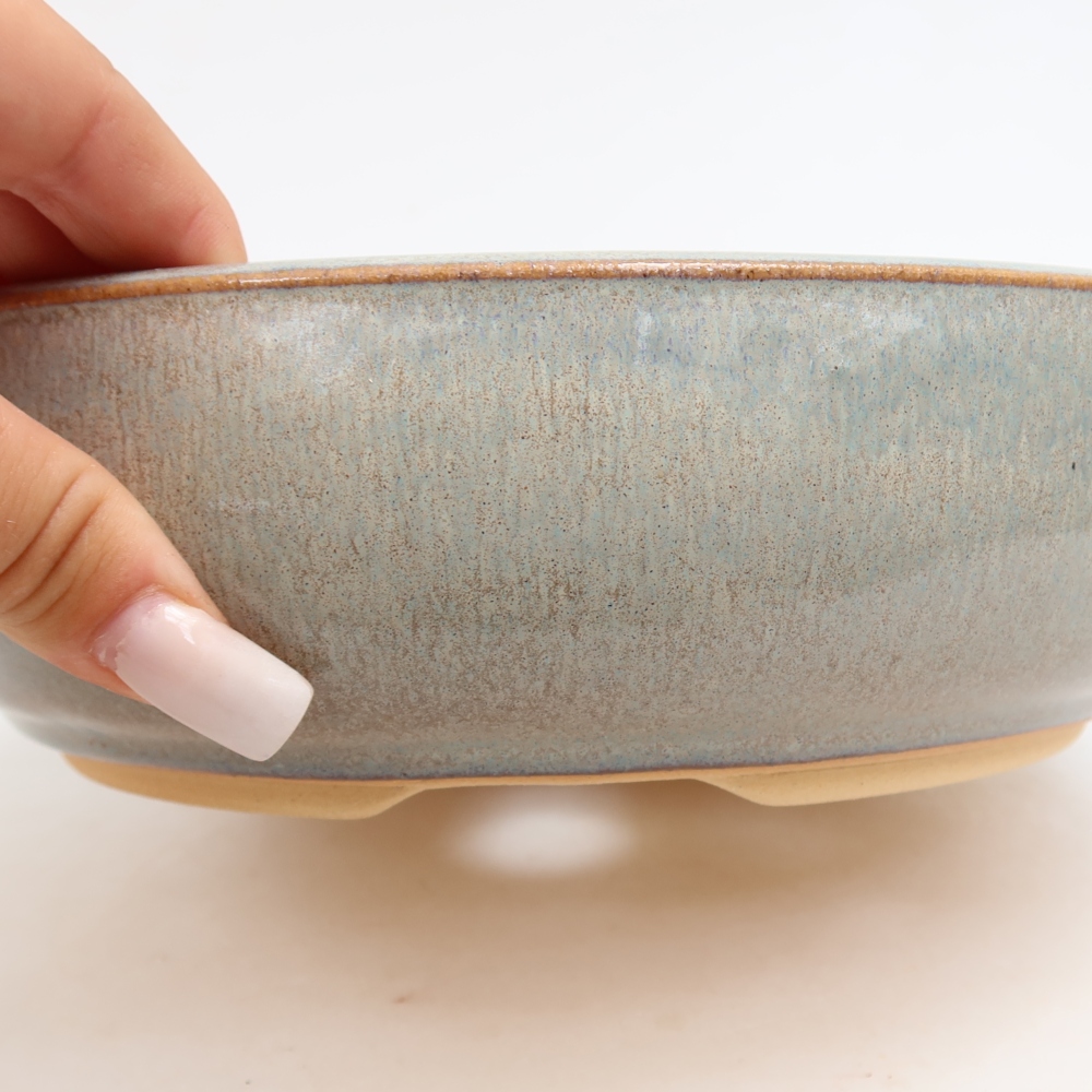 Pot à bonsaï en céramique 22 x 22 x 6,5 cm, couleur grise