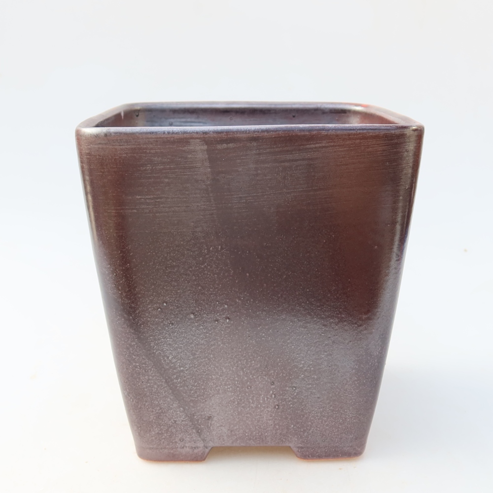 Bol à bonsaï en céramique 13,5 x 13,5 x 15 cm, couleur métal