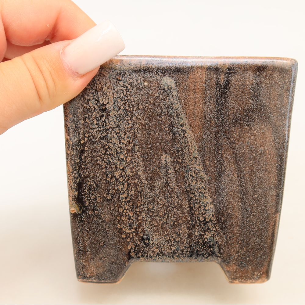 Pot à bonsaï en céramique 8,5 x 8,5 x 9 cm, couleur marron