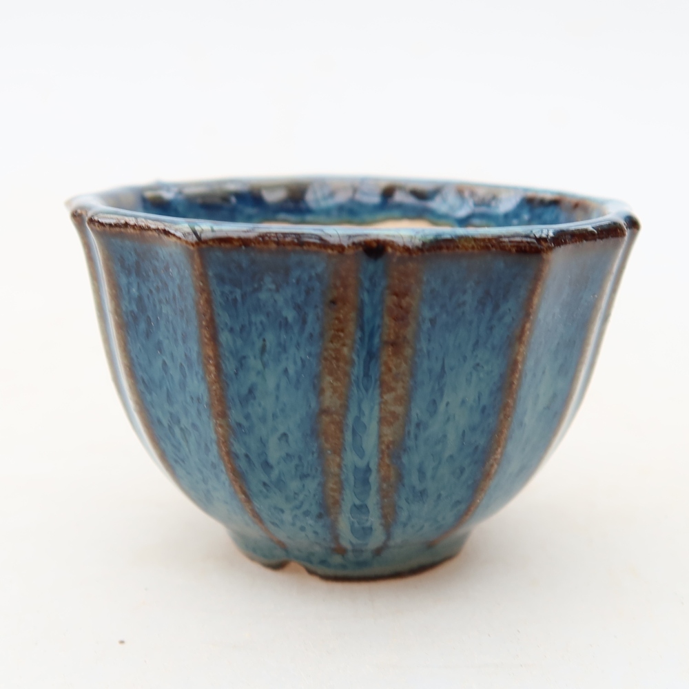 Pot à bonsaï en céramique 5,5 x 5,5 x 3,5 cm, couleur bleue