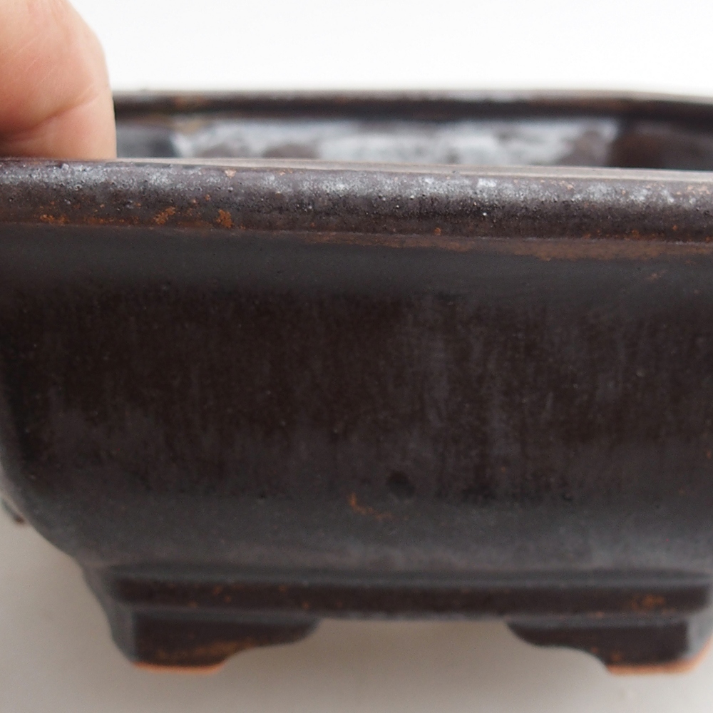 Bol à bonsaï en céramique 23 x 21 x 7,5 cm, couleur métal