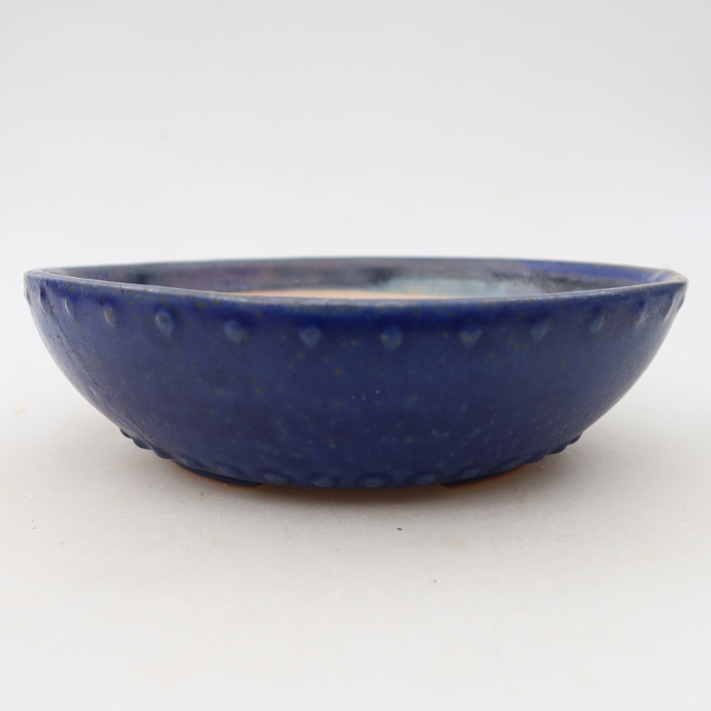 Pot à bonsaï en céramique 17 x 17 x 5 cm, couleur bleue