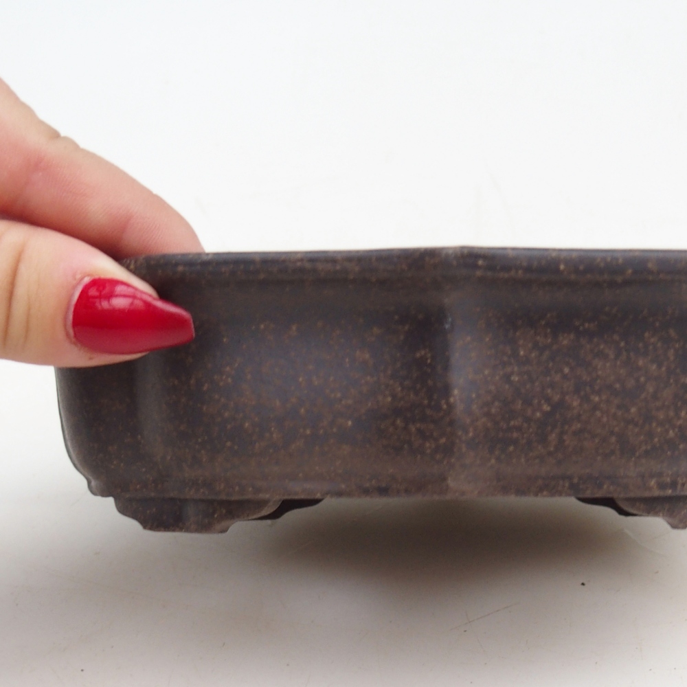 Bol à bonsaï en céramique 16,5 x 13 x 4 cm, couleur ocre brunâtre