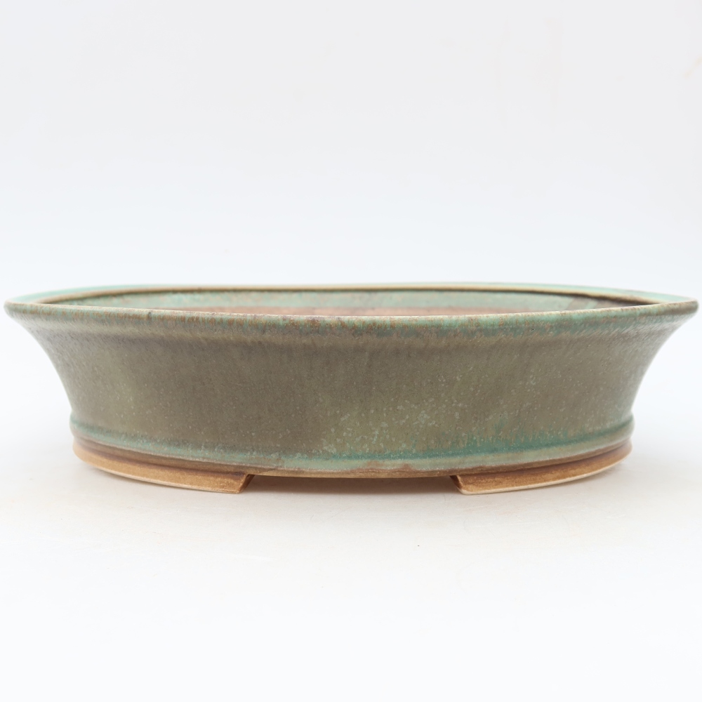 Pot à bonsaï en céramique 27 x 24,5 x 6 cm, couleur verte