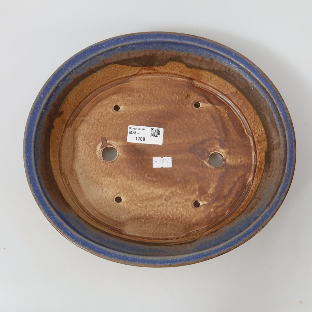 Pot à bonsaï en céramique 27 x 24,5 x 5,5 cm, couleur bleue