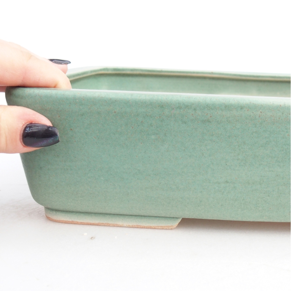 Bol à bonsaï en céramique 26,5 x 20,5 x 7 cm, vert