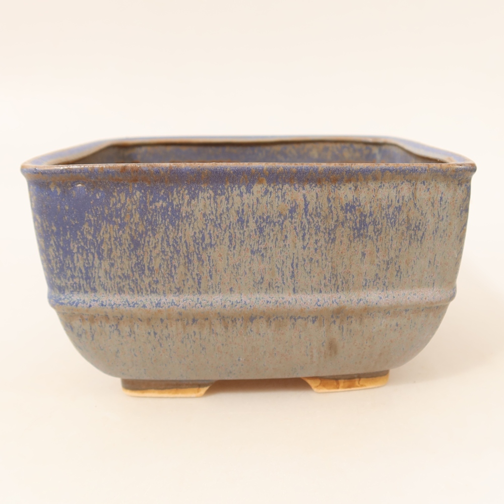 Pot à bonsaï en céramique 16,5 x 16,5 x 9,5 cm, couleur bleue