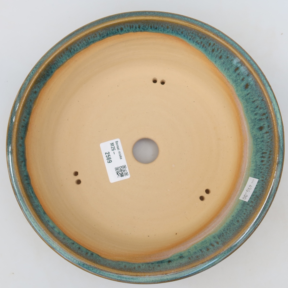 Pot à bonsaï en céramique 23,5 x 23,5 x 6 cm, couleur bleue