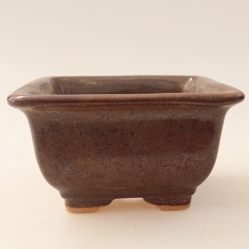 Pot à bonsaï en céramique 9,5 x 9,5 x 5,5 cm, couleur marron