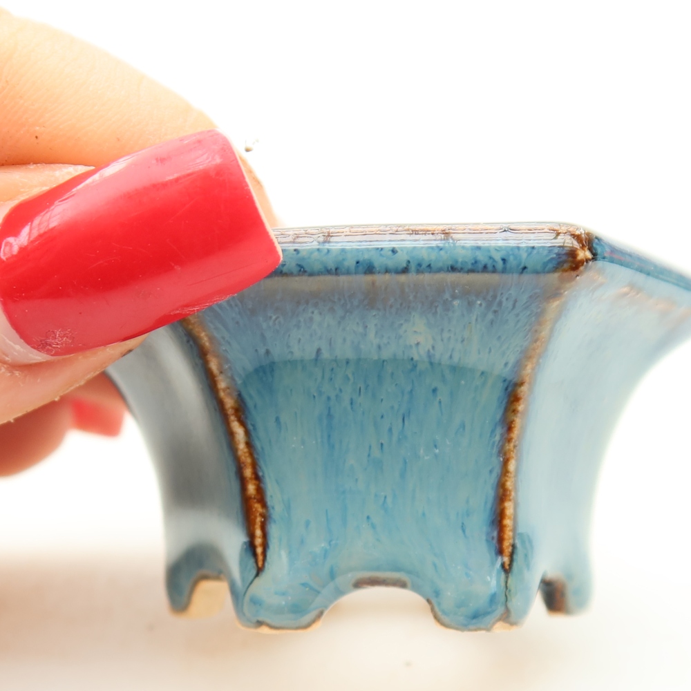 Pot à bonsaï en céramique 5,5 x 5 x 3 cm, couleur bleue
