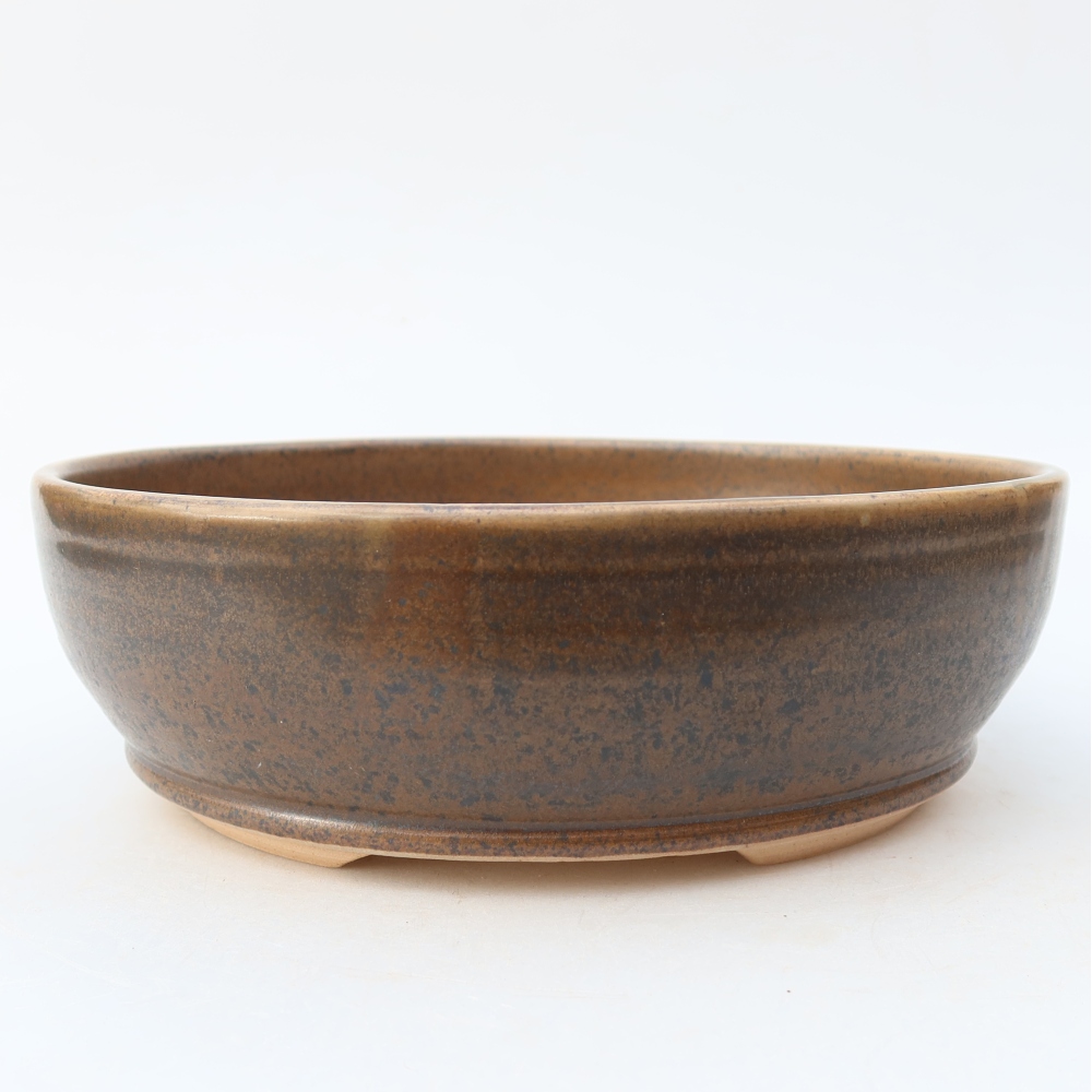 Pot à bonsaï en céramique 19,5 x 19,5 x 6,5 cm, couleur marron