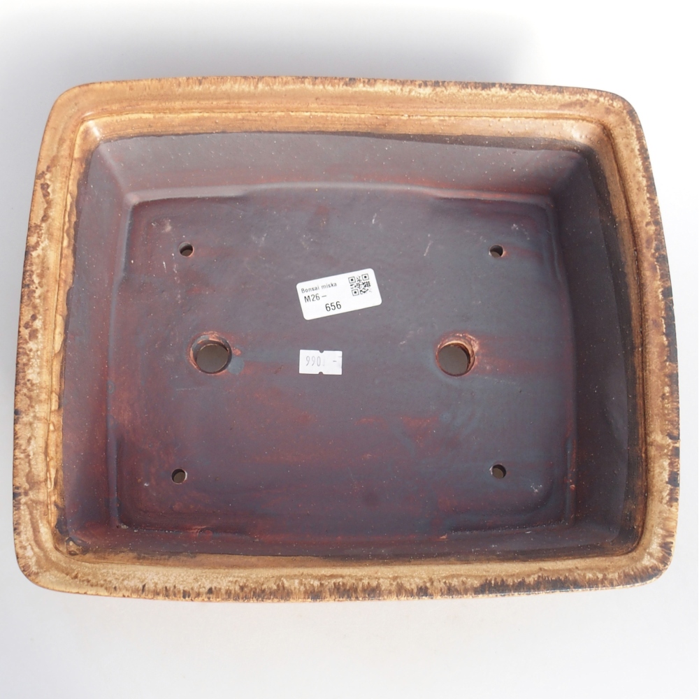 Bol à bonsaï en céramique 29,5 x 24,5 x 8 cm, brun