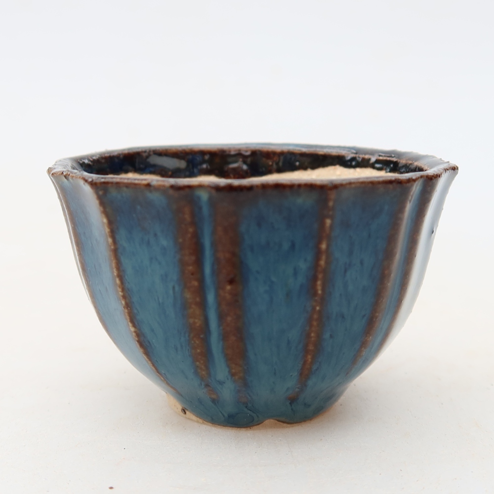 Pot à bonsaï en céramique 5,5 x 5,5 x 3,5 cm, couleur bleue