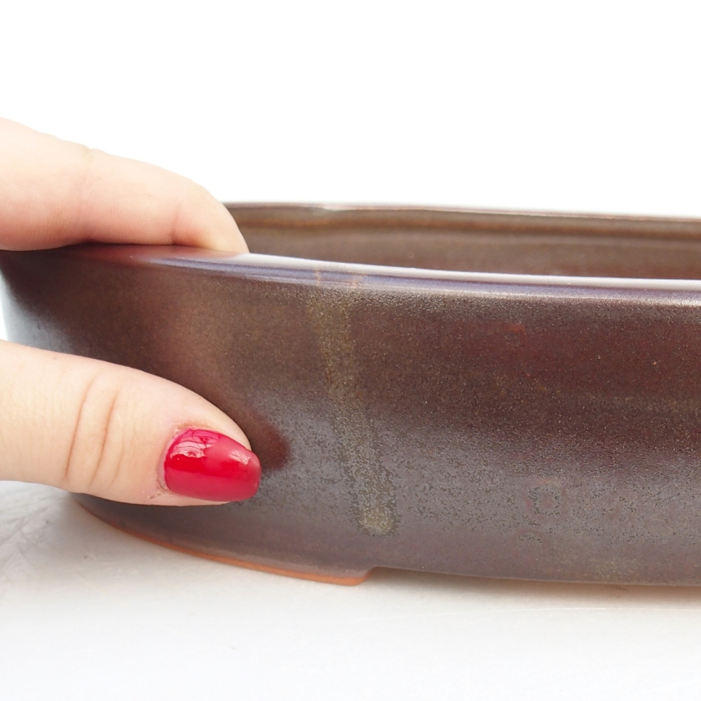 Bol à bonsaï en céramique 27 x 21 x 5 cm, brun