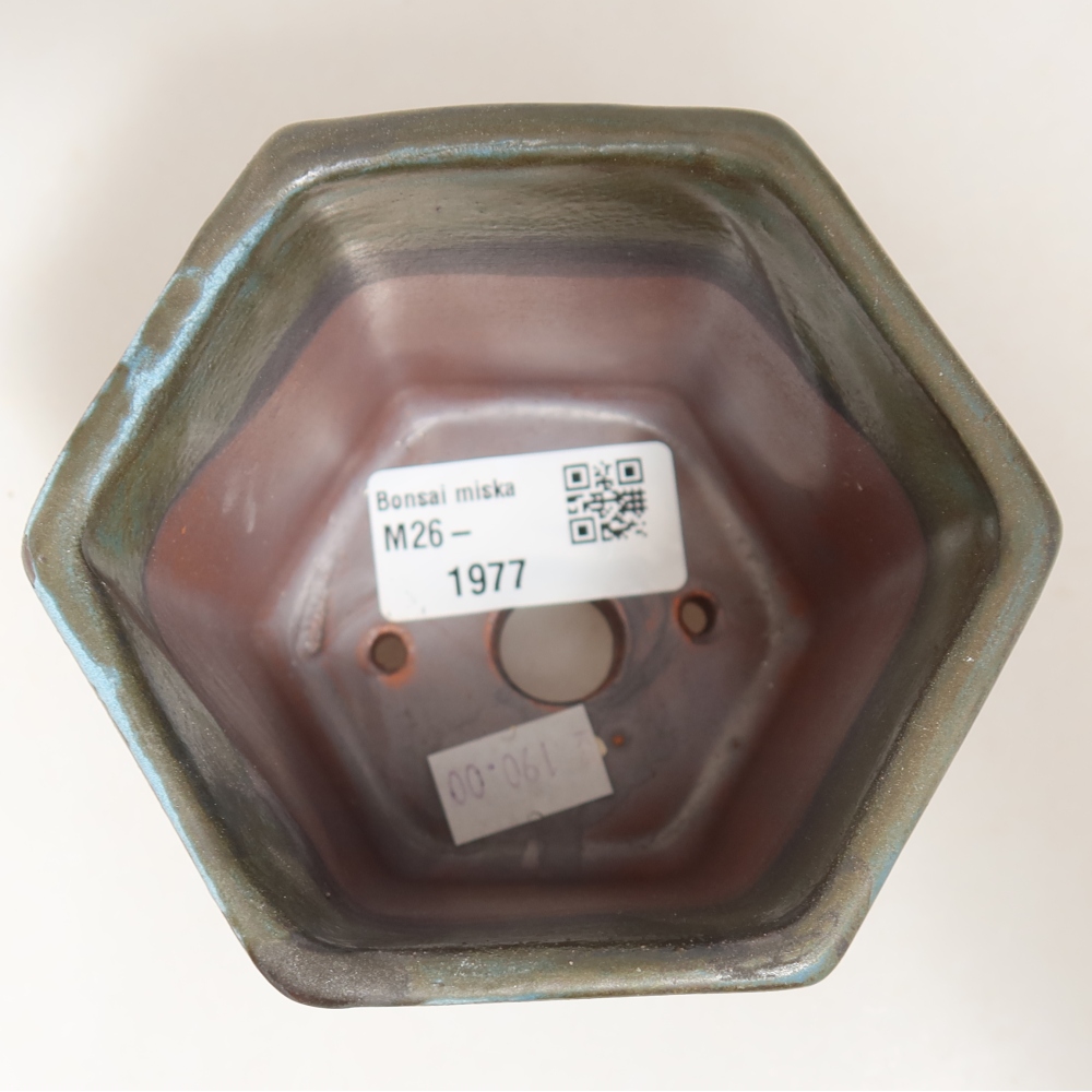 Pot à bonsaï en céramique 9 x 8,5 x 8 cm, couleur marron-bleu