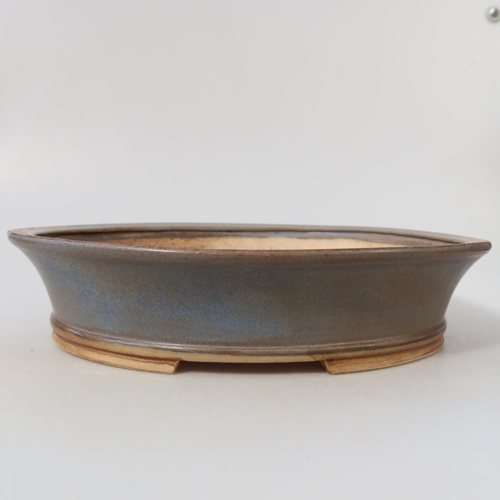 Pot à bonsaï en céramique 27 x 24,5 x 5,5 cm, couleur bleue