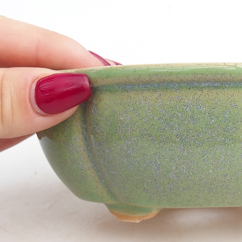 Bol à bonsaï en céramique 12,5 x 10,5 x 5 cm, vert