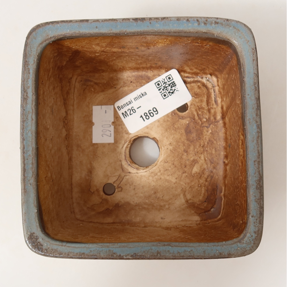 Pot à bonsaï en céramique 10,5 x 10,5 x 7 cm, couleur bleue